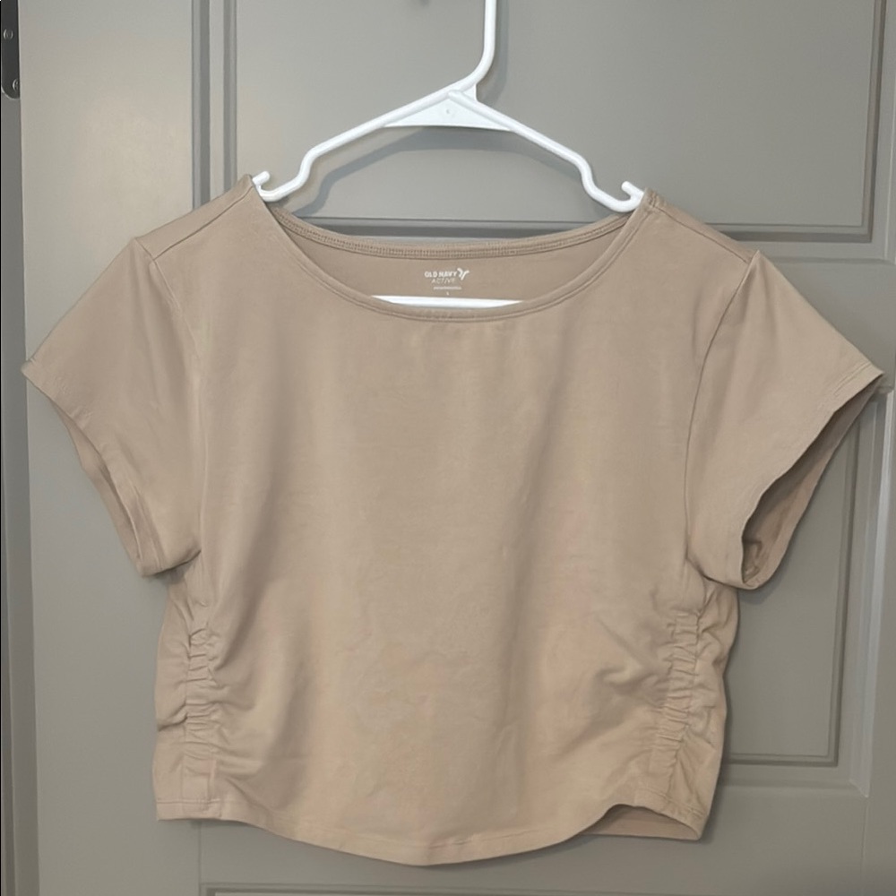 Old Navy Tan Cropped Ruched T-Shirt